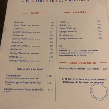 El Califa - Menu - Mexican Near Me - México, D.F., DIF El Califa - Menu - Mexican Near Me - México, D.F., DIF
