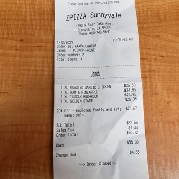 Golden Bay Pizza - I was charged $7 more than online price from the in-store pick up - Pizza Near Me - Sunnyvale, California Golden Bay Pizza - I was charged $7 more than online price from the in-store pick up - Pizza Near Me - Sunnyvale, California