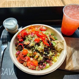 Splendid Greens Bowl!...w/ Chicken & Lamb Meatballs + Strawberry Mint Lemonade!....Thumbs Up!!