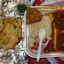 Naan delicious the samosa great, potatoes and peppers awesome & I am now a fan of lentils, green dipping sauce sweet with a slight spice.