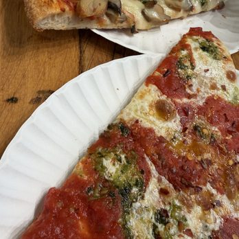 Carve Cafe & Pizza - Our slices- one was mushroom with a little broccoli. The other was Tomato, Basil and Fresh Mozzarella Pizza - Pizza Near Me - New York, New York Carve Cafe & Pizza - Our slices- one was mushroom with a little broccoli. The other was Tomato, Basil and Fresh Mozzarella Pizza - Pizza Near Me - New York, New York