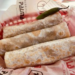 Burritos La Palma - Bean and Cheese, Chicharron, and Chicken Tinga burritos