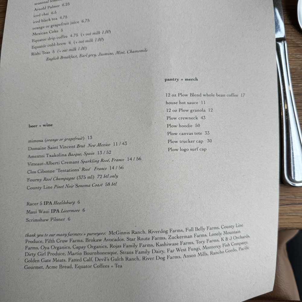 Plow - Menu august 2024 - Breakfast & Brunch Near Me - San Francisco, California Plow - Menu august 2024 - Breakfast & Brunch Near Me - San Francisco, California