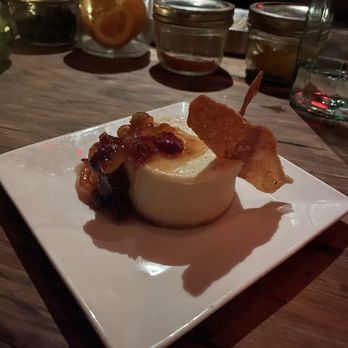 La Cave Du Vin - Blue cheese cheesecake with winter fruit compote and olive oil crisps. October 2025 - Wine Bars Near Me - Cleveland, Ohio La Cave Du Vin - Blue cheese cheesecake with winter fruit compote and olive oil crisps. October 2025 - Wine Bars Near Me - Cleveland, Ohio