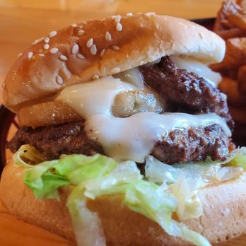 Burger Barn - Close up view of Hawaiian Swiss Burger - Burgers Near Me - Pollock Pines, California