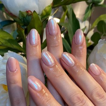 Kitchen Nail Bar - Mountain View - Chrome manicure  For more pink - 1 coat Funny Bunny, 2 coats Bubble Bath, Chrome on top - Nail Salons Near Me - Mountain View, California