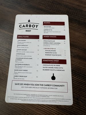 Menu photo 1 Carboy Winery - Denver Denver, CO