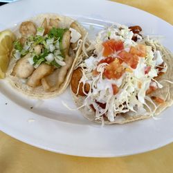 Mariscos El Pulpo - Fish tacos, one grilled and one Baja style
