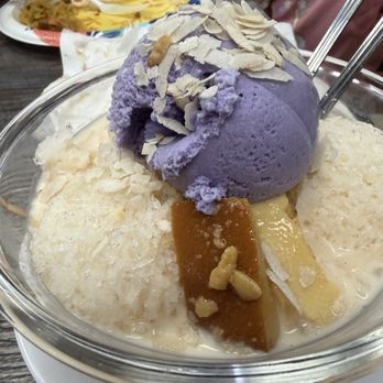 Salo-Salo Grill - Halo halo with Leche flan and Ube ice cream - Filipino Near Me - Artesia, California Salo-Salo Grill - Halo halo with Leche flan and Ube ice cream - Filipino Near Me - Artesia, California