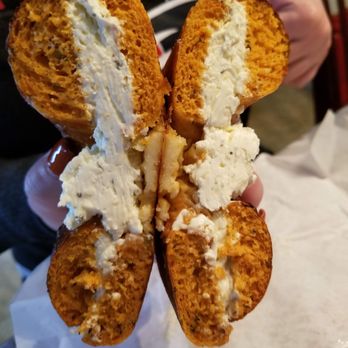 Providence Bagel - Inside of the Pizza Bagel with Italian Parm cream cheese - Coffee & Tea Near Me - Providence, Rhode Island Providence Bagel - Inside of the Pizza Bagel with Italian Parm cream cheese - Coffee & Tea Near Me - Providence, Rhode Island