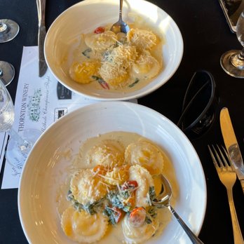 Thornton Winery - Two lobster ravioli dishes. Yum! - Wineries Near Me - Temecula, California
