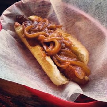 Holydog - Bacon and Cheese Dog with red onion sauce. - Hot Dogs Near Me - Middletown, New York