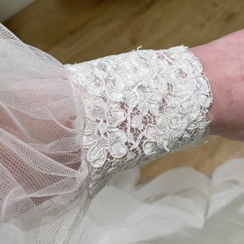 Tailored by Courtney - Sleeves and lace added to the dress. - Sewing & Alterations Near Me Tailored by Courtney - Sleeves and lace added to the dress. - Sewing & Alterations Near Me