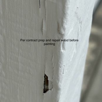 Qualified Painting - Per contract to repair damaged wood areas. He just painted over bad areas. - Painters Near Me Qualified Painting - Per contract to repair damaged wood areas. He just painted over bad areas. - Painters Near Me