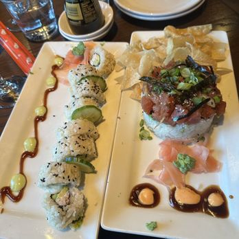 Thirsty Lion - California roll and ahi poke stack - American Near Me - Denver, Colorado Thirsty Lion - California roll and ahi poke stack - American Near Me - Denver, Colorado