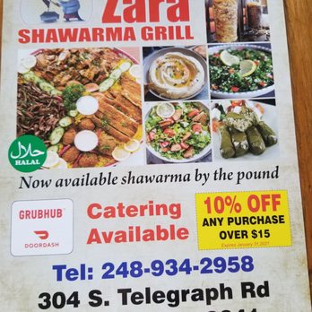 Zara Shawarma Grill - Front of menu - Falafel Near Me - Pontiac, Michigan Zara Shawarma Grill - Front of menu - Falafel Near Me - Pontiac, Michigan