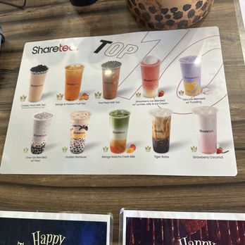 Sharetea - Menu taped to table in front of order window - Coffee & Tea Near Me - Escondido, California