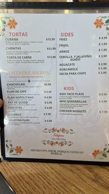 Menu photo 3 Taqueria La Laguna Dallas, TX