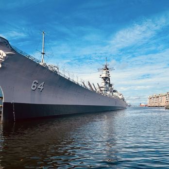 USS Wisconsin BB-64 - Battleship Wisconsin during the day - Historical Tours Near Me - Norfolk, Virginia USS Wisconsin BB-64 - Battleship Wisconsin during the day - Historical Tours Near Me - Norfolk, Virginia
