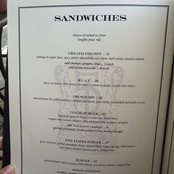 Five Leaves - Menu - New American Near Me - Brooklyn, New York Five Leaves - Menu - New American Near Me - Brooklyn, New York