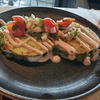 Root Down DIA - Arepas, which they call Columbian Grilled Cheese. - New American Near Me - Denver, Colorado