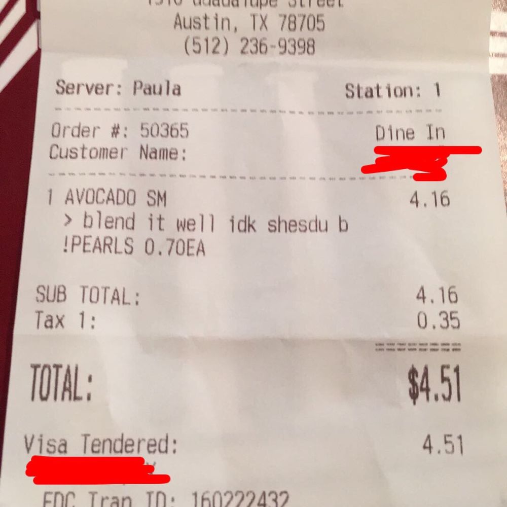 CoCo's Cafe - I'm disappointed to see an employee write such a rude comment on a customer's order saying "she's dumb". - Coffee & Tea Near Me - Austin, Texas CoCo's Cafe - I'm disappointed to see an employee write such a rude comment on a customer's order saying "she's dumb". - Coffee & Tea Near Me - Austin, Texas