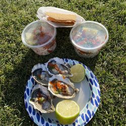 La Marea of the Sea - Oysters, fish and shrimp ceviches over the top flavors Happy Day. Sunnyvale and Mtn. View Farmer's Market