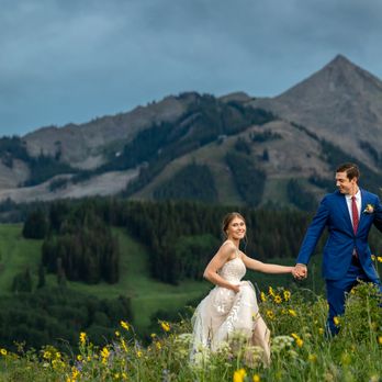 Mountain Magic Media - Bride and Groom hiking in Mt. Crested Butte, CO. - Session Photography Near Me