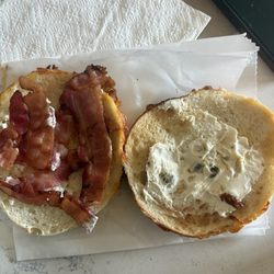Jalapeño honey bagel... that amount of cream cheese on ONE HALF of the bagel is absurd.