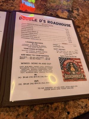 Menu photo 2 Double D's Roadhouse Osage Beach, MO