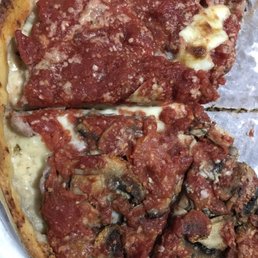 Deep Dish, Medium, low fat mozz. All sausage. Half extra mushrooms. Regular sauce, bake and cheese. Deep Dish, Medium, low fat mozz. All sausage. Half extra mushrooms. Regular sauce, bake and cheese.