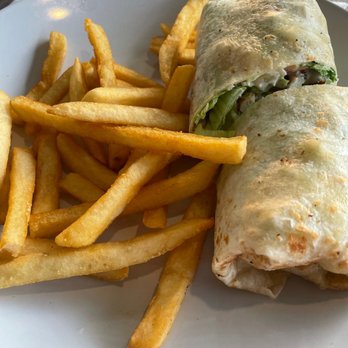 The Derby - Chicken Caesar Wrap with French Fries - Bars Near Me - New Market, Maryland The Derby - Chicken Caesar Wrap with French Fries - Bars Near Me - New Market, Maryland