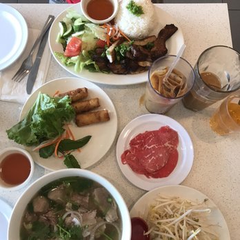 Pho Metro - Beef pho ( i asked for beef on the side ) and pork chop rice, and an order of spring rolls - Vietnamese Near Me - Flushing, New York Pho Metro - Beef pho ( i asked for beef on the side ) and pork chop rice, and an order of spring rolls - Vietnamese Near Me - Flushing, New York
