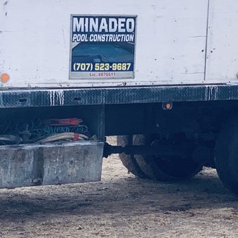 Minadeo Pool Construction - Their truck in my yard - Landscaping Near Me Minadeo Pool Construction - Their truck in my yard - Landscaping Near Me