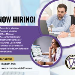 A-Team Dental Staffing - Are you a Front Office Dental Professional ? Join our A-Team Professionals by registering: https://a-teamdentalstaffing.zohorecruit.com/jobs