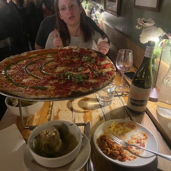Rubirosa - Artichoke app and Large Tie-Dye Pizza - Italian Near Me - New York, New York