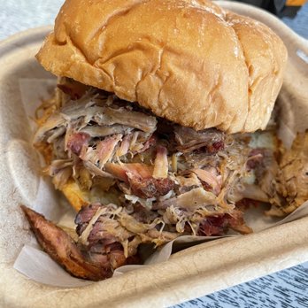 Pig Candy BBQ - Look at that monster of a pulled pork sandwich! - Barbeque Near Me - Cincinnati, Ohio Pig Candy BBQ - Look at that monster of a pulled pork sandwich! - Barbeque Near Me - Cincinnati, Ohio