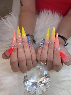 Stiletto Shaped Nails - Coconut Nail Bar: Upgrade Your Nails
Looking for a new look for your nails? Then you're at the right place! Our Cocount Nail Bar offers you the chance to showcase your personality through your fingertips. Get ahead of the trend with our beautiful sexy stiletto shaped nails. Designed by our skilled nail professionals, these are the perfect accessory to give your outfit an edge while flattering your fingers. Prepare for a lovely transformation, and step out with confidence like never before. Stiletto Shaped Nails - Coconut Nail Bar: Upgrade Your Nails
Looking for a new look for your nails? Then you're at the right place! Our Cocount Nail Bar offers you the chance to showcase your personality through your fingertips. Get ahead of the trend with our beautiful sexy stiletto shaped nails. Designed by our skilled nail professionals, these are the perfect accessory to give your outfit an edge while flattering your fingers. Prepare for a lovely transformation, and step out with confidence like never before.
