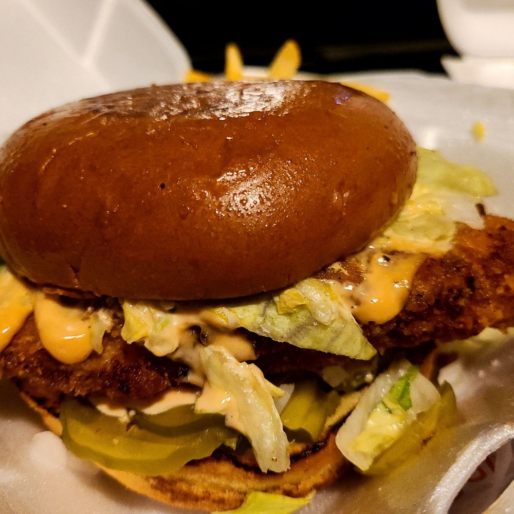 Smack's Chicken Shack - a chicken sandwich with lettuce and cheese - Food Trucks Near Me - San Antonio, Texas Smack's Chicken Shack - a chicken sandwich with lettuce and cheese - Food Trucks Near Me - San Antonio, Texas