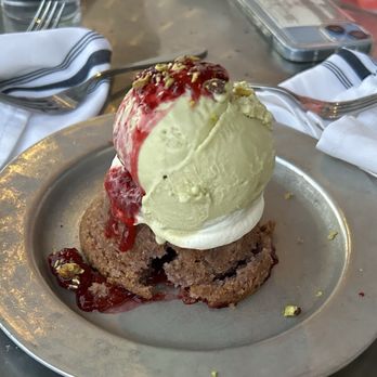 The National - Blackberry basque cake with pistachio gelato - Mediterranean Near Me - Athens, Georgia The National - Blackberry basque cake with pistachio gelato - Mediterranean Near Me - Athens, Georgia