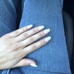Short Almond Gel X in the shade Tequila!! Such a good milky white "Mrs. Bieber" inspired color Short Almond Gel X in the shade Tequila!! Such a good milky white "Mrs. Bieber" inspired color