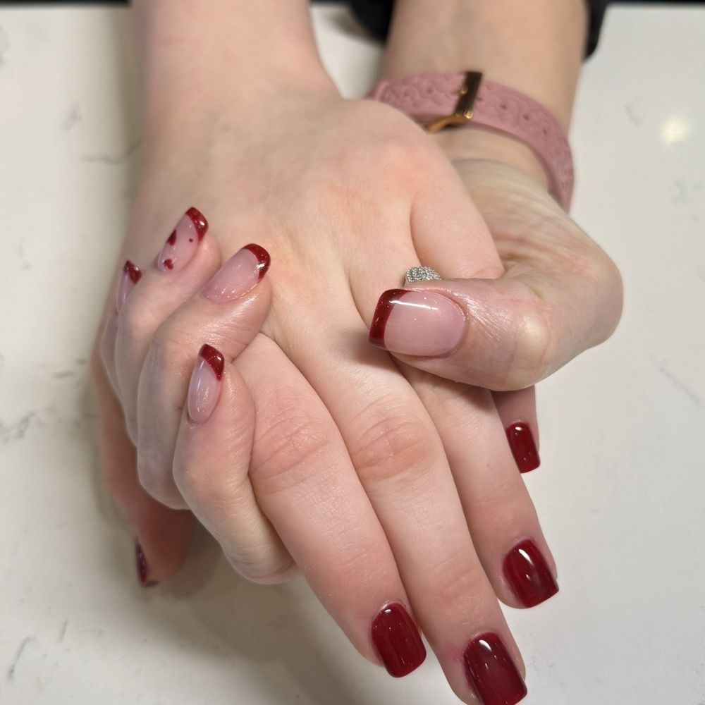 Verona Nails Bar - My nails, the red French and my daughters, the all red - Nail Salons Near Me - San Antonio, Texas