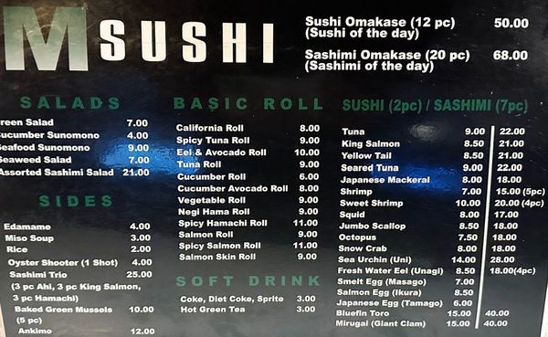Menu photo 1 M Sushi Wailuku, HI Menu photo 1 M Sushi Wailuku, HI