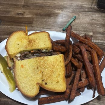 Fox Smokehouse BBQ - Brisket sandwich with sweet potato fries - Barbeque Near Me - Boulder City, Nevada