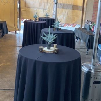 Calderons Jump - Tall cocktail tables with black linen - Party Equipment Rentals Near Me