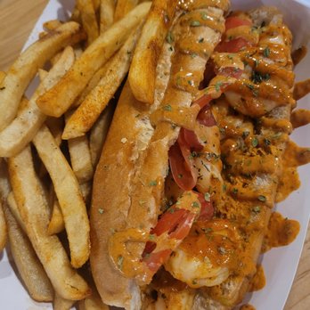 4 Hens Creole Kitchen - Shrimp po' boy with fries ~ around $20 - Cajun/Creole Near Me - St Louis, Missouri