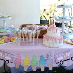 3 Little Cupcakes Cafe - 3 Little Cupcakes made the cake on the right with the ice cream cone on top. It was a big hit!