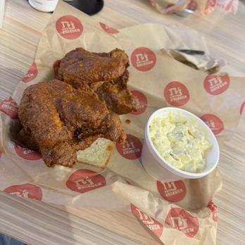 BJ Hot Chicken - Breast quarter hot with Potato Salad - Chicken Wings Near Me - Mt Juliet, Tennessee BJ Hot Chicken - Breast quarter hot with Potato Salad - Chicken Wings Near Me - Mt Juliet, Tennessee