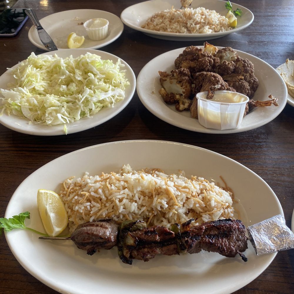 Steak Beef Kabob Cabbage Salad Fried Cauliflower Steak Beef Kabob Cabbage Salad Fried Cauliflower