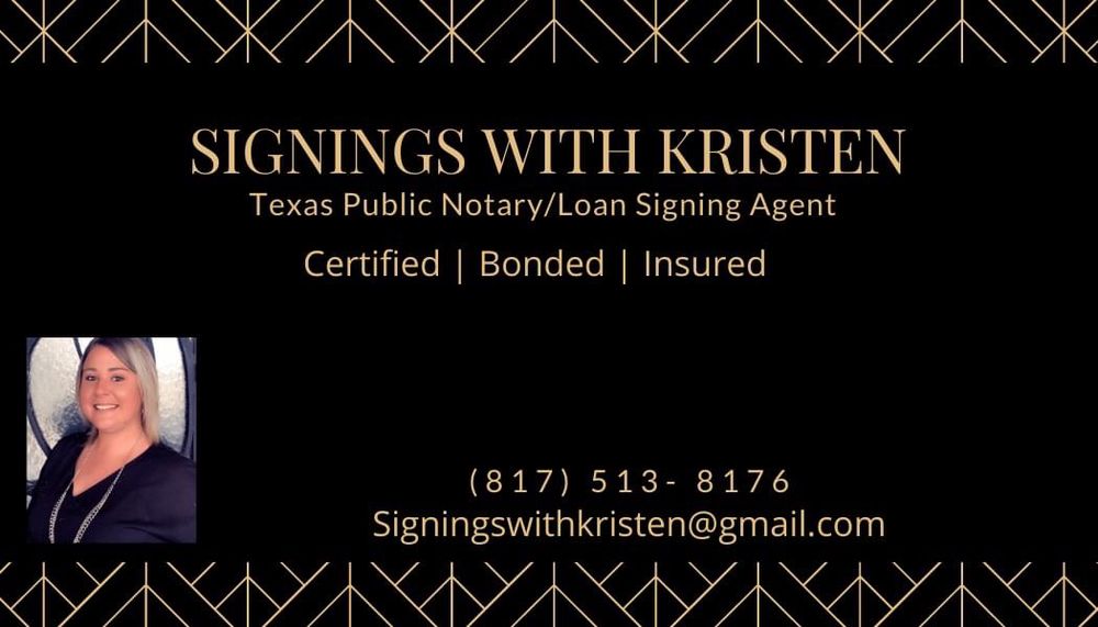 SIGNINGS WITH KRISTEN Notary Fort Worth, Texas Phone Number Yelp